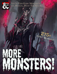The cover of More Monsters! depicts a lich with an army of zombies